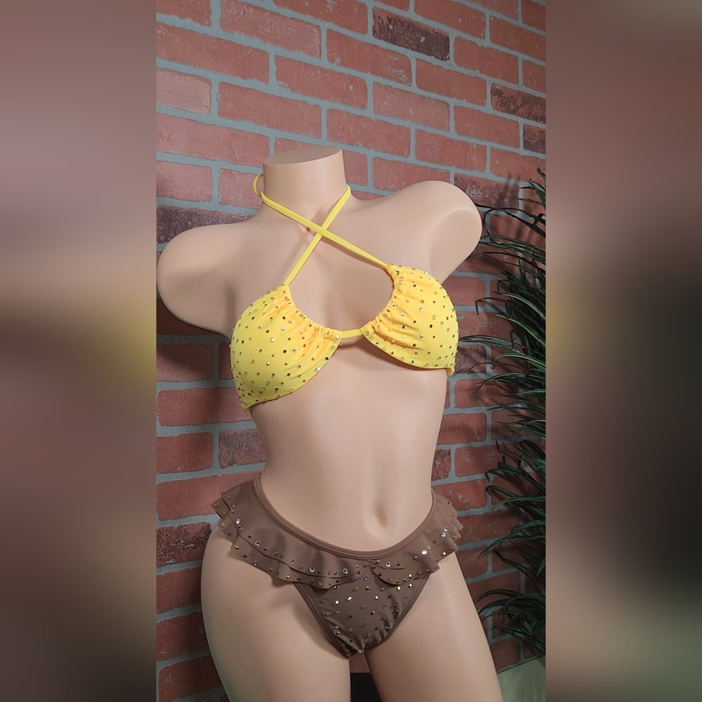 two-piece bikini decorated with rhinestones NEW
